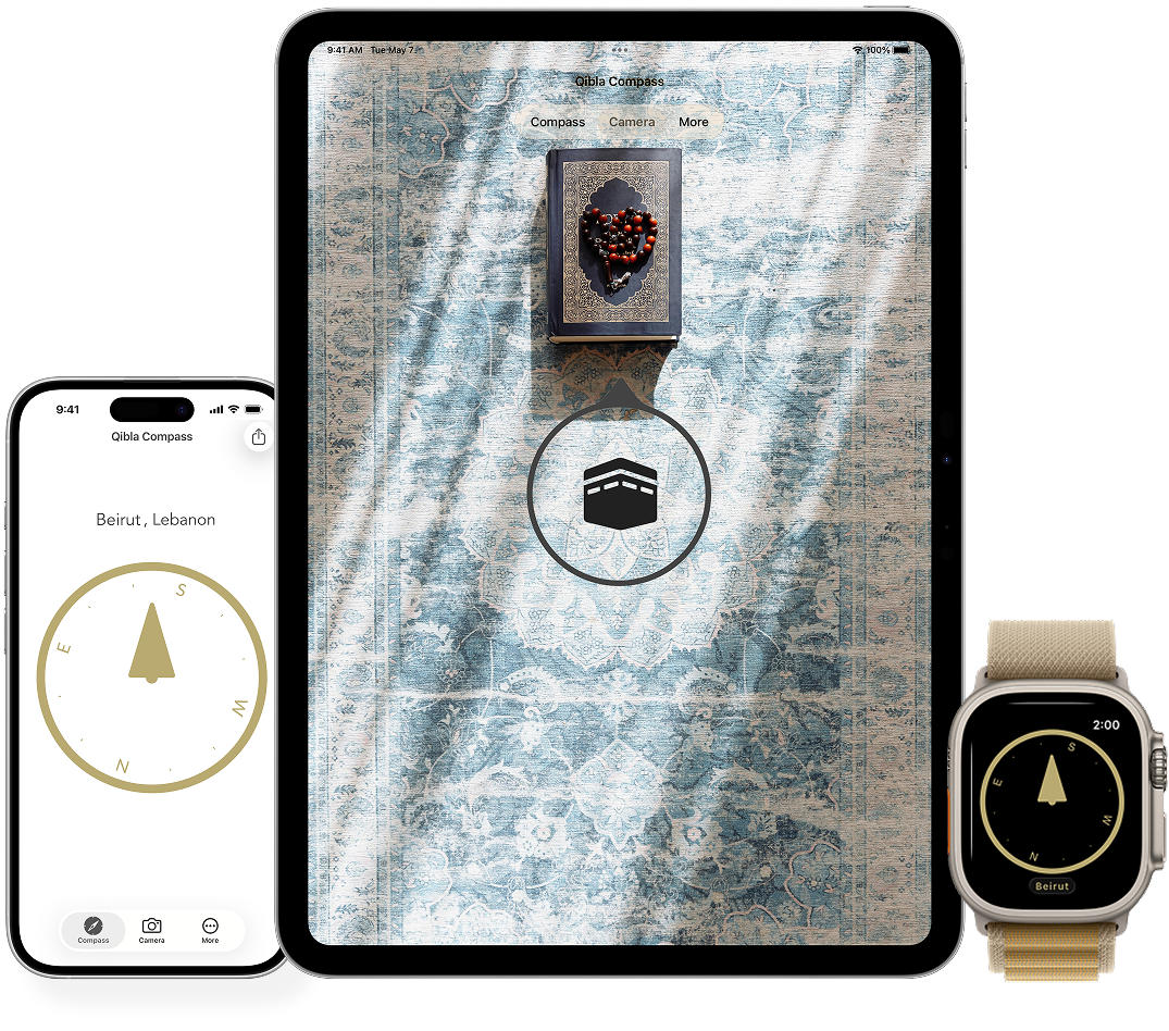 Qibla Compass across iPhone and Apple Watch